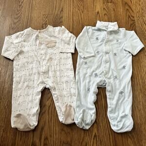 Little Me snap up footed sleepers, size 9M (set of 2)